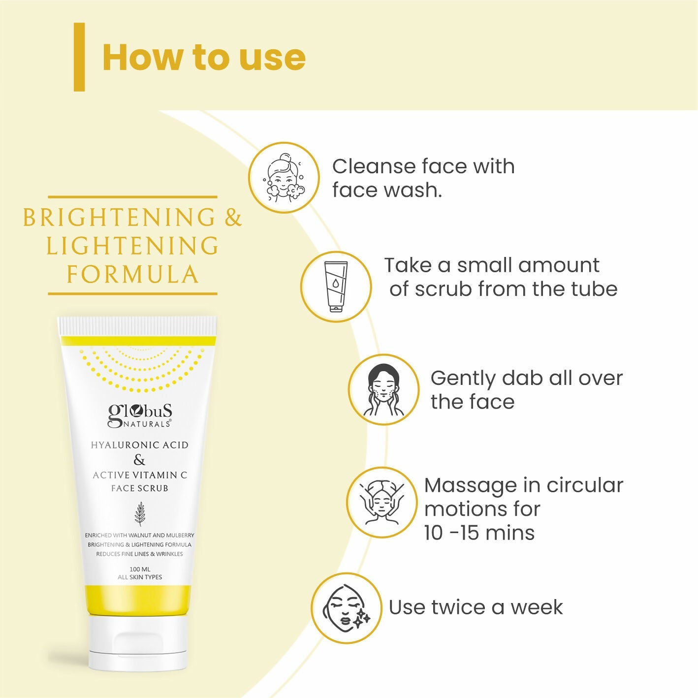 Globus Naturals Hyaluronic Acid & Vitamin C Anti Ageing Face Scrub | Swadesiicart