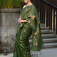 Beatitude Green Cotton Floral Jamdani Saree