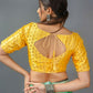 Amodini Designer Studio Women's Banarsi Brocade Yellow Blouse