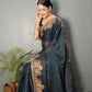 Vastranavya Morpeach Rangoli Silk Zari work with DMC Swarovski work Ready to Wear Saree | Swadesiicart