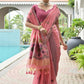 Vishnu Weaves Women's Pink Muga Cotton Thread Weaving Saree with Blouse - Swadesiicart