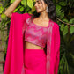 Janasya Pink Georgette Embroidered Top Bottom Cape | Swadesiicart