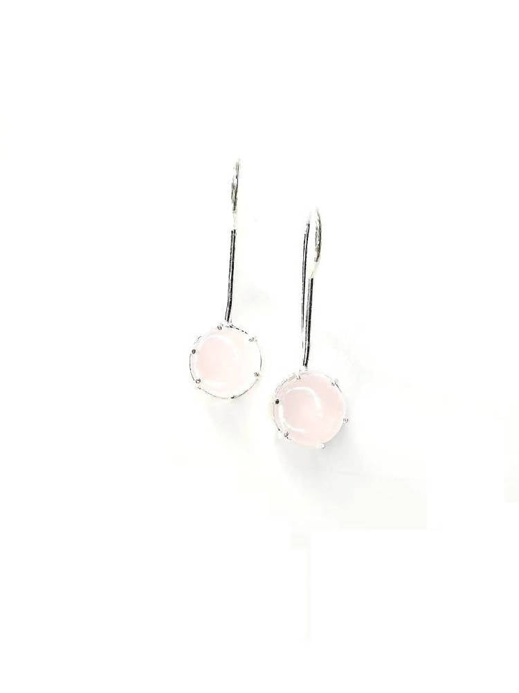 Bling Accessories Rose Quartz Semi Precious Natural Stone Long Drop Earrings | Swadesiicart