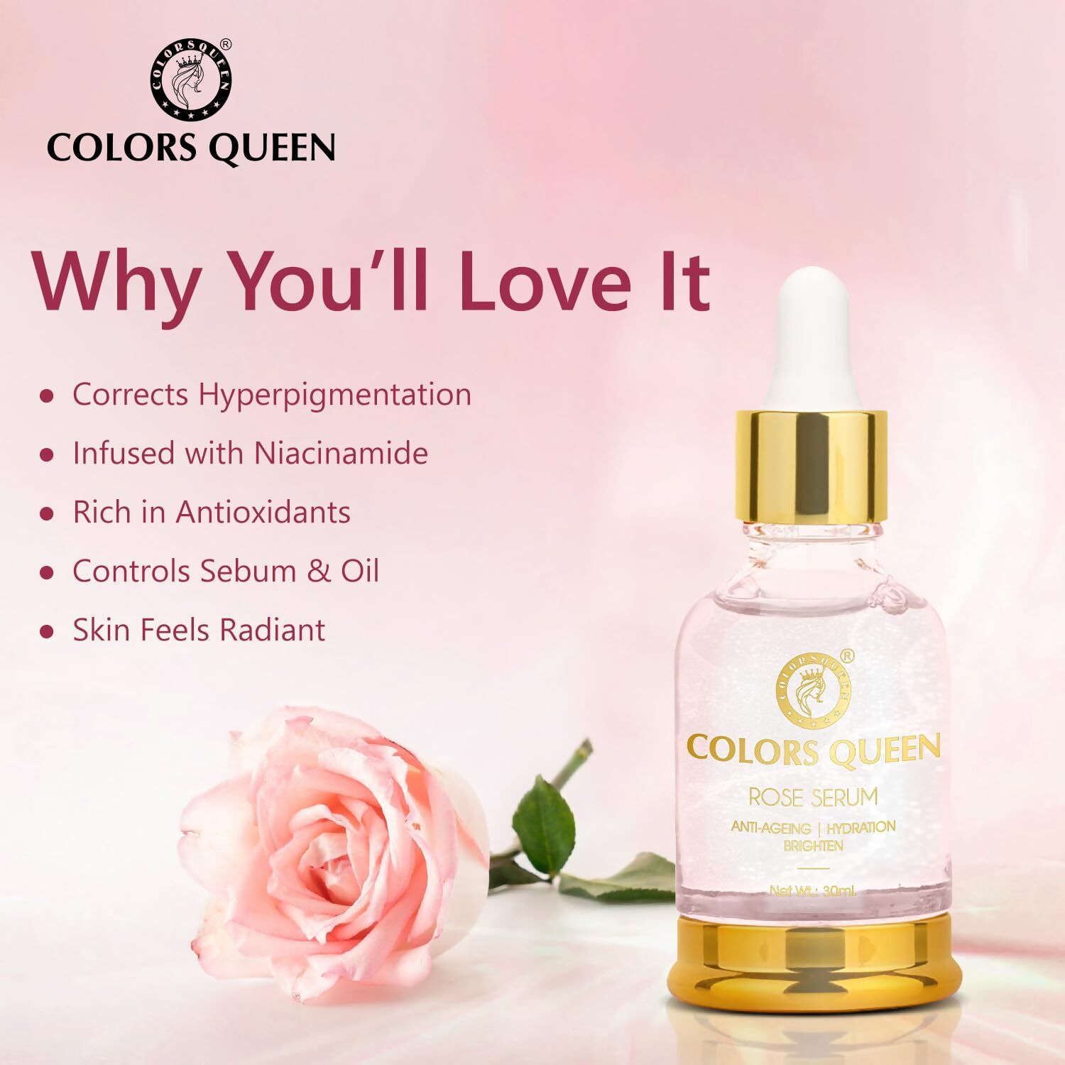 Colors Queen Rose Face Serum | Swadesiicart