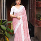 Pink Poly Georgette Ethnic Motifs Saree with Unstitched Blouse - Hiral Fashion | Swadesiicart
