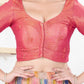 Joban Fashion Magenta Shimmer Elbow Sleeveless Front Open Blouse - Swadesiicart