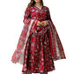The52 Maroon Women's Gorgeous Rayon Fabric Printed Work Flared Kurta, Pant and Dupatta Set - Swadesiicart