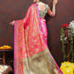 Lorenvalley Fashion Pink Kanjivaram Silk Woven Design with Zari Weaving Saree - Swadesiicart