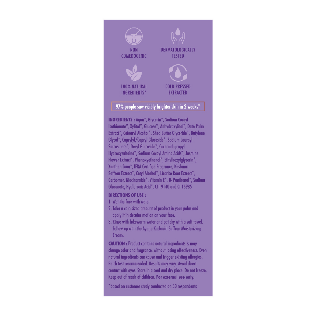Ayuga Kashmiri Saffron Face Wash - Limited Time Offer - Swadesiicart