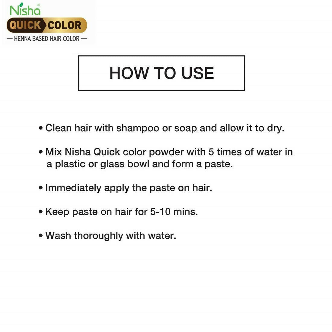 Nisha Henna Based Quick Hair Color Black - Swadesiicart