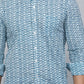 Miravan Men's White & Blue Premium Cotton Floral Print Casual Shirt | Swadesiicart
