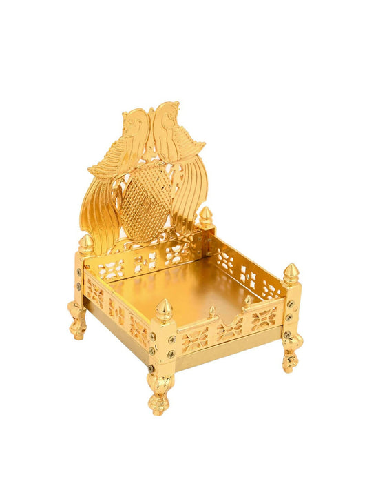 CraftVatika Gold-Toned Singhasan Chowkie | Swadesiicart