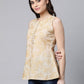 Ahalyaa Women Beige Cotton Gold Printed Tunic | Swadesiicart