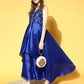 Ahalyaa Women Royal Blue Colour Poly Silk Printed Kurta Palazzo Set | Swadesiicart