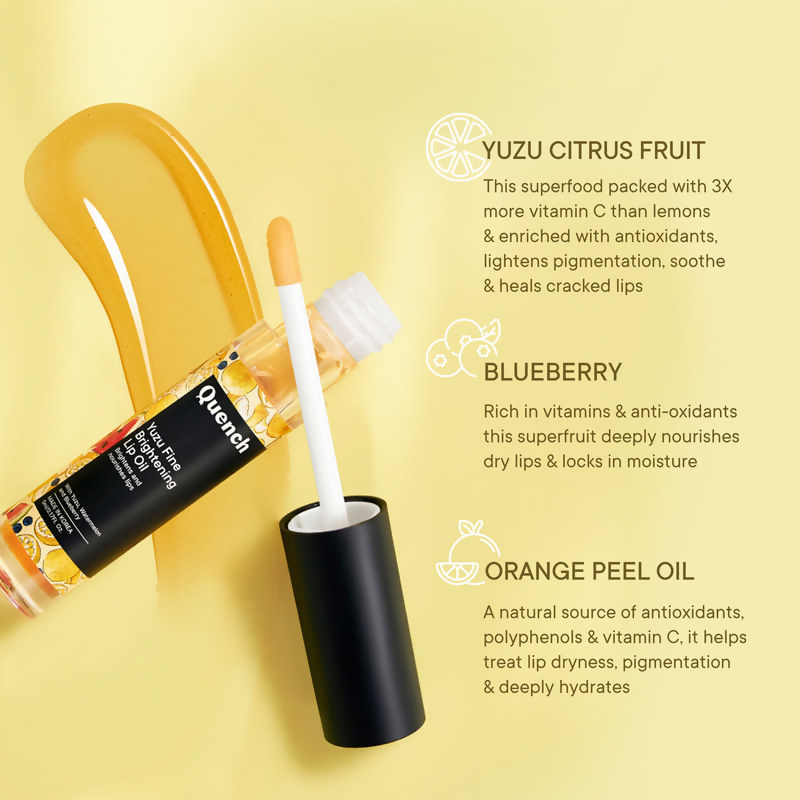 Quench Yuzu Citrus Brightening Lip Oil To Reduce Lip Pigmentation & Nourish Lips | Swadesiicart