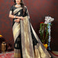 Lorenvalley Fashion Black Soft Silk Woven Design Gold Zari Weaving Saree - Swadesiicart