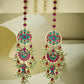 Nuyug 22K Gold-Plated Kundan Studded & Pearl Beaded Crescent Shaped Kanauti Earrings | Swadesiicart