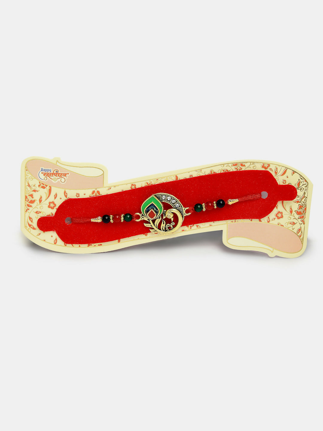 NVR Women & Men Set of 2 Multicolor Peacock Design Bhaiya Bhabhi Rakhi With Roli Chawal | Swadesiicart