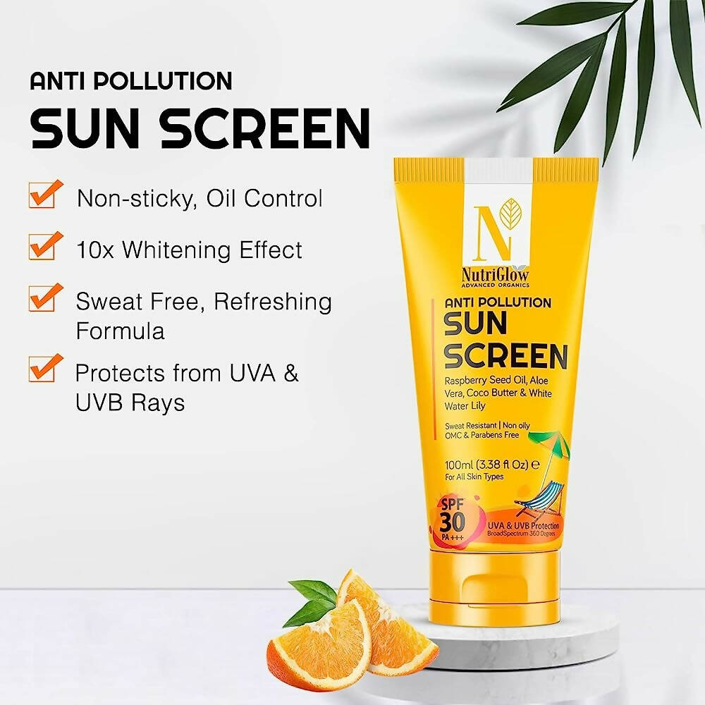NutriGlow Advanced Organics Anti Pollution Sun Screen SPF 30 PA+++ - Swadesiicart