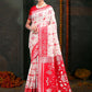 Shree Shyam Fashion Devistuti Red White Linen Cotton Saree