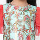 Lil Drama Golden Weaves Blue Crop Top With Dhoti Co-Ordinate Set - Swadesiicart