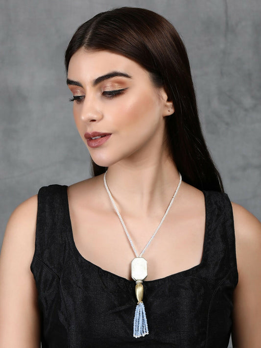 Joban Fashion Women Long Pattern Silver Tone Brass Necklace | Swadesiicart