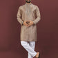 Anaita Brown Embroidered Silk Straight Kurta