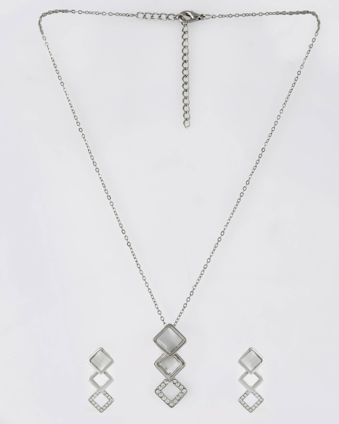 VOJ Stainless Steel Silver Silver Jewellery Set (Pack of 2) - Swadesiicart