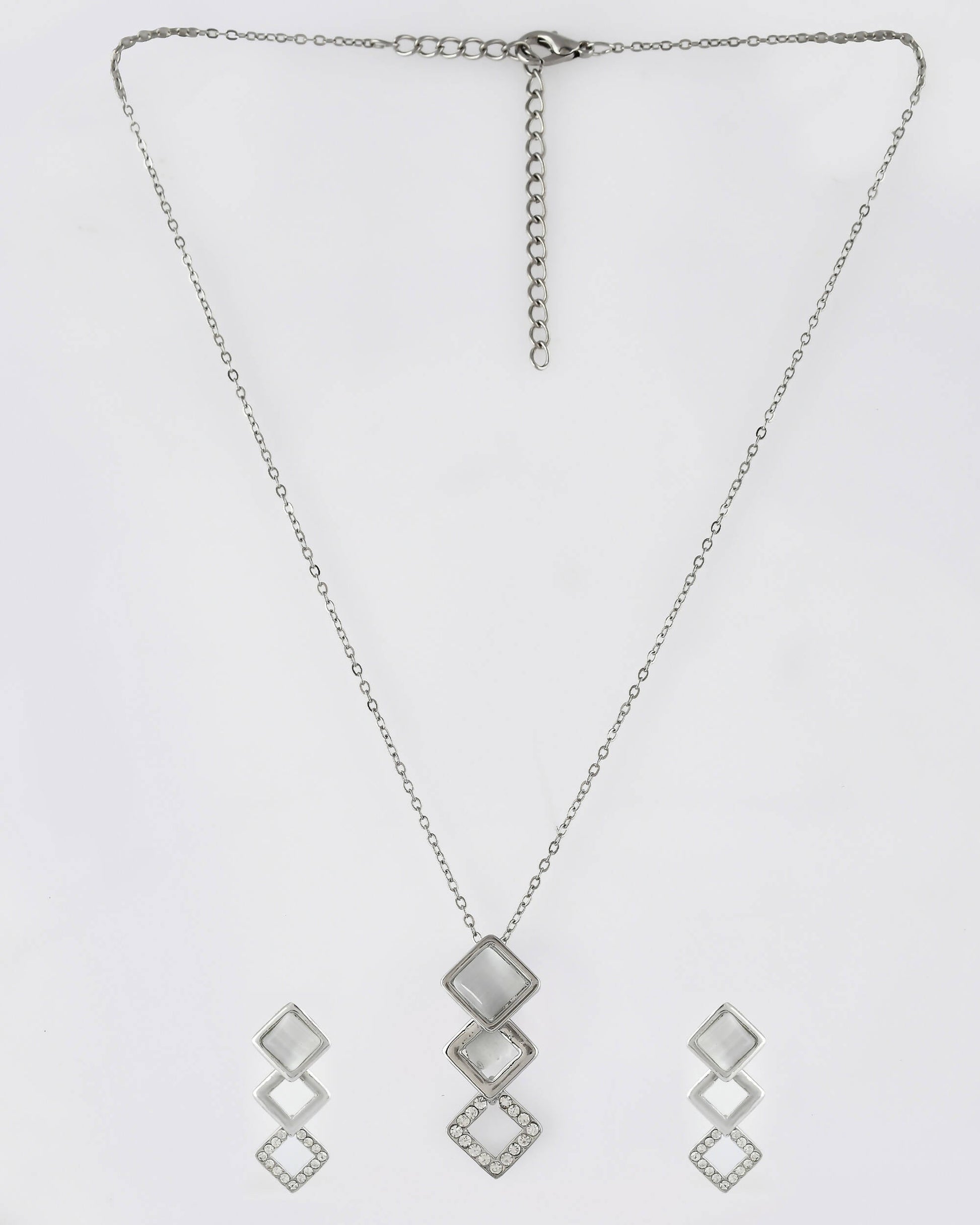 VOJ Stainless Steel Silver Silver Jewellery Set (Pack of 2) - Swadesiicart
