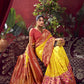 Vishnu Weaves Women's Yellow Paithani Silk Saree with Blouse - Swadesiicart
