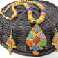 Terracotta Multi Colour Boho Style Neckset With Matching Earrings-Multi Colour