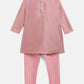 Ahalyaa Rose Gold Poly Silk Gold Print Kids Kurta Churidar Set For Boys | Swadesiicart