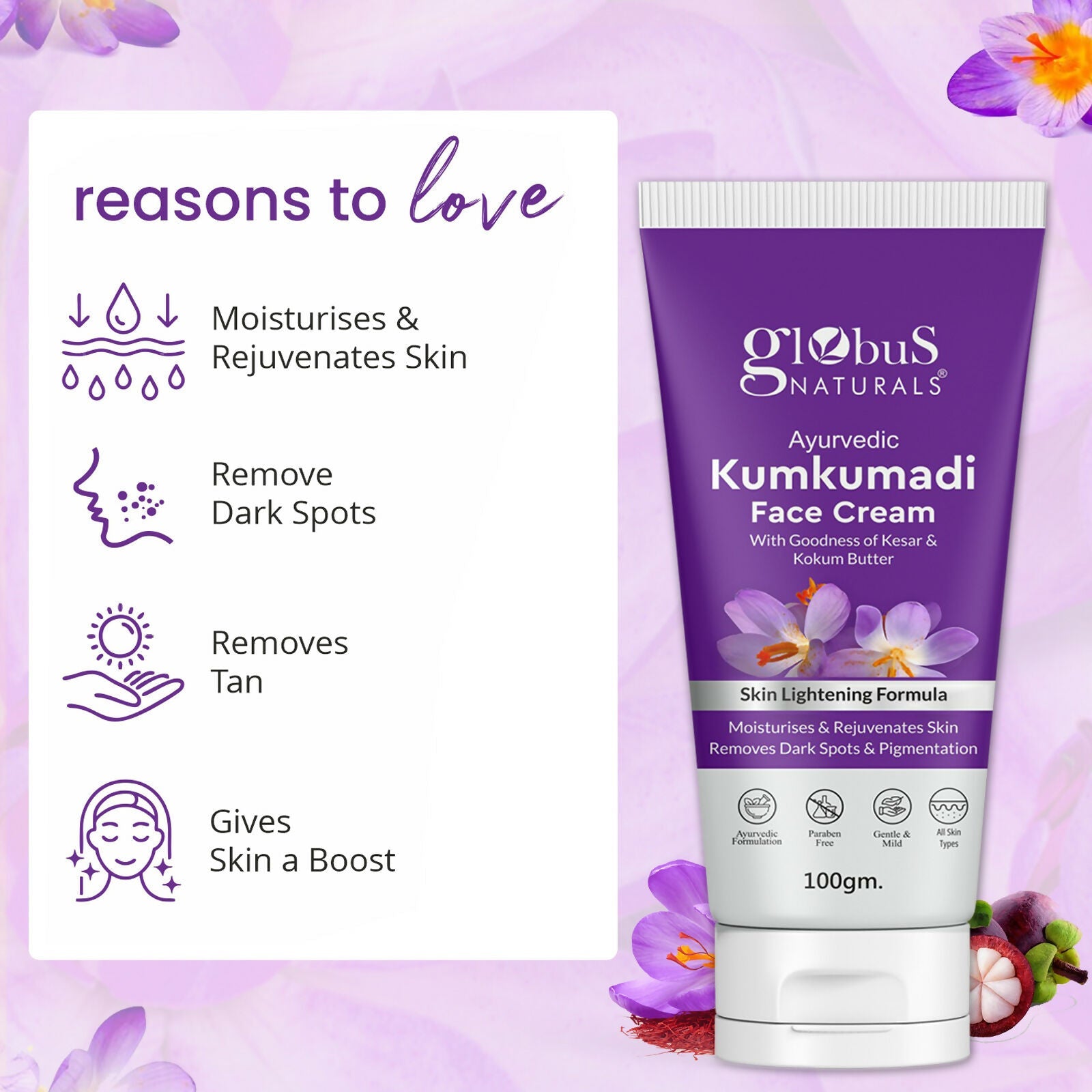 Globus Naturals Ayurvedic Kumkumadi Skin Lightening Face Cream | Swadesiicart