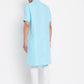 Even Apparels Blue Color Pure Cotton Men's H/S Kurta With Band Collar | Swadesiicart