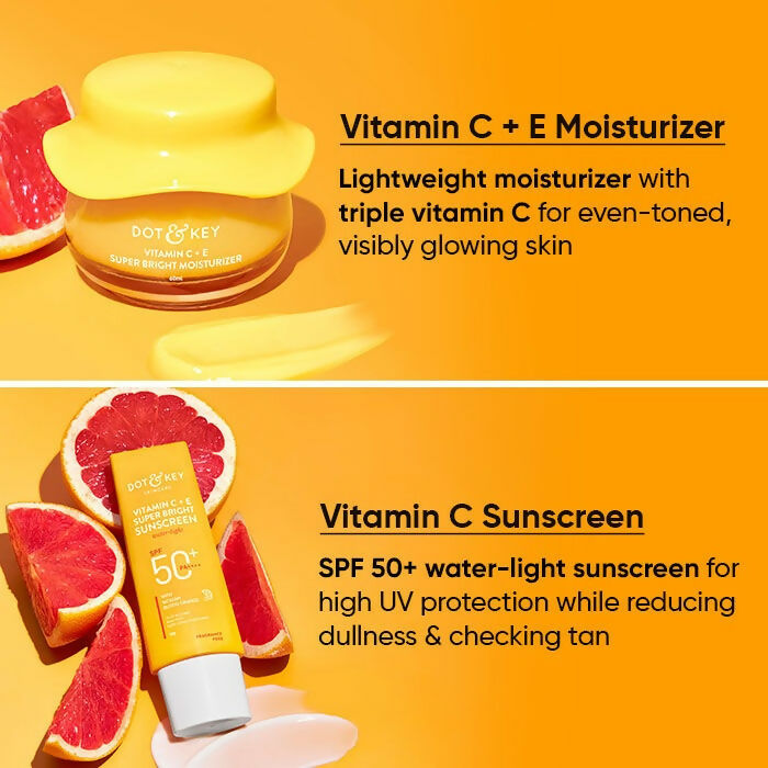 Dot & Key Vitamin C + E CSMS (Cleanser, Serum, Moisturizer, Sunscreen) Routine Combo | Swadesiicart