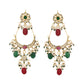 Nuyug 22K Gold Plated Crescent Kundan Drop Red Stone Chandbali Earrings | Swadesiicart