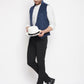 Even Apparels Blue Merino Men Woven Nehru Jacket | Swadesiicart
