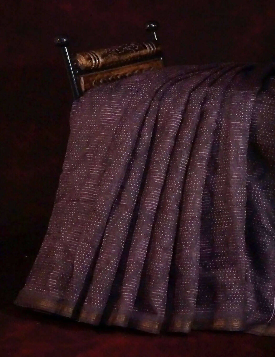 Dark Wine Geometrical Design Semi Chanderi Saree By Gayathri Reddy Designer Studio | Swadesiicart
