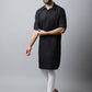 Even Apparels Black Color Linen Solid Men's Kurta With Shirt Collar (LN761) | Swadesiicart