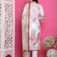 Jyoti Fashion Women's Cream Satin Traditional Digital Print with Crystal work Kurta with Trouser & Dupatta | Swadesiicart
