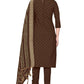 Brown Cotton Jacquard Woven Unstitched Dress Material - Amara