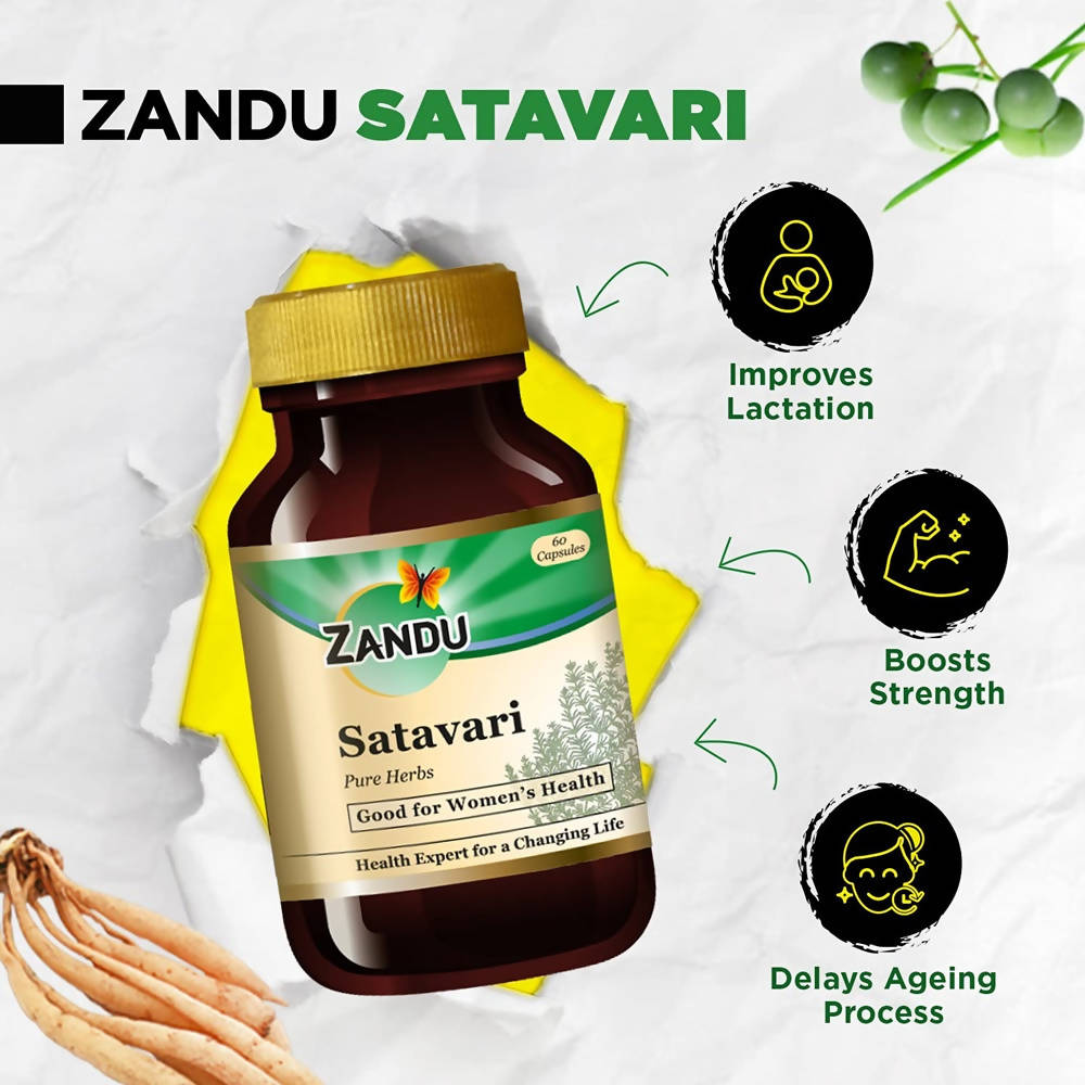 Zandu Satavari Pure Herbs Capsules - Swadesiicart
