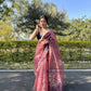 Vamsee Sia Maroon Organza Saree - Swadesiicart