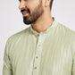Ethnic India Green Men's Kurta Striped Polyester | Swadesiicart