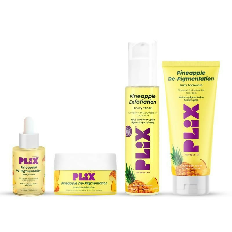 PLIX The Plant Fix Pineapple Depigmentation Regime With Face Wash, Toner, Serum & Moisturizer | Swadesiicart