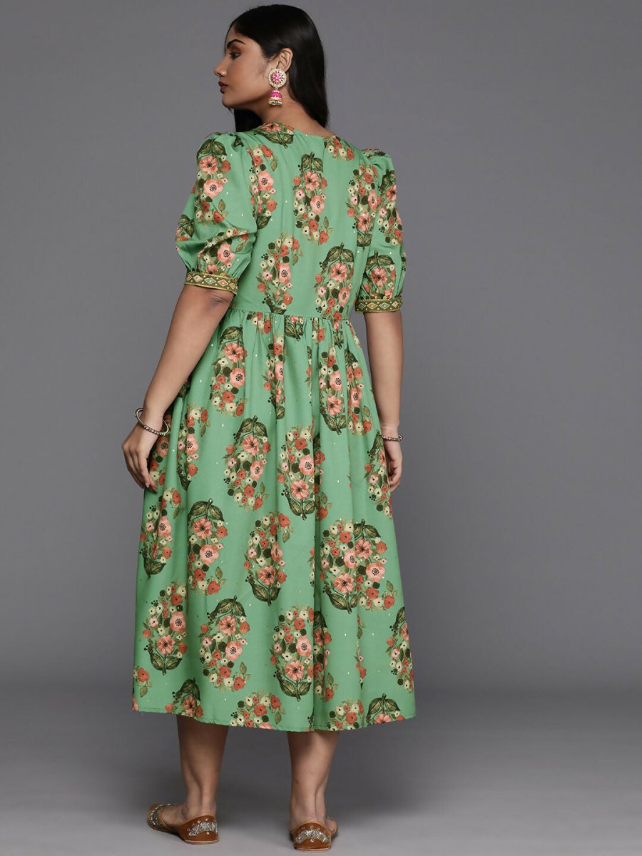 Ahalyaa Women's Traditional wear Ethnic Dress - Green | Swadesiicart