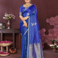 Joban Fashion Blue Floral Banarasi Silk Sarees | Swadesiicart