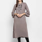 NOZ2TOZ Women Grey Rayon Kurti (1pc) - Noz2Toz