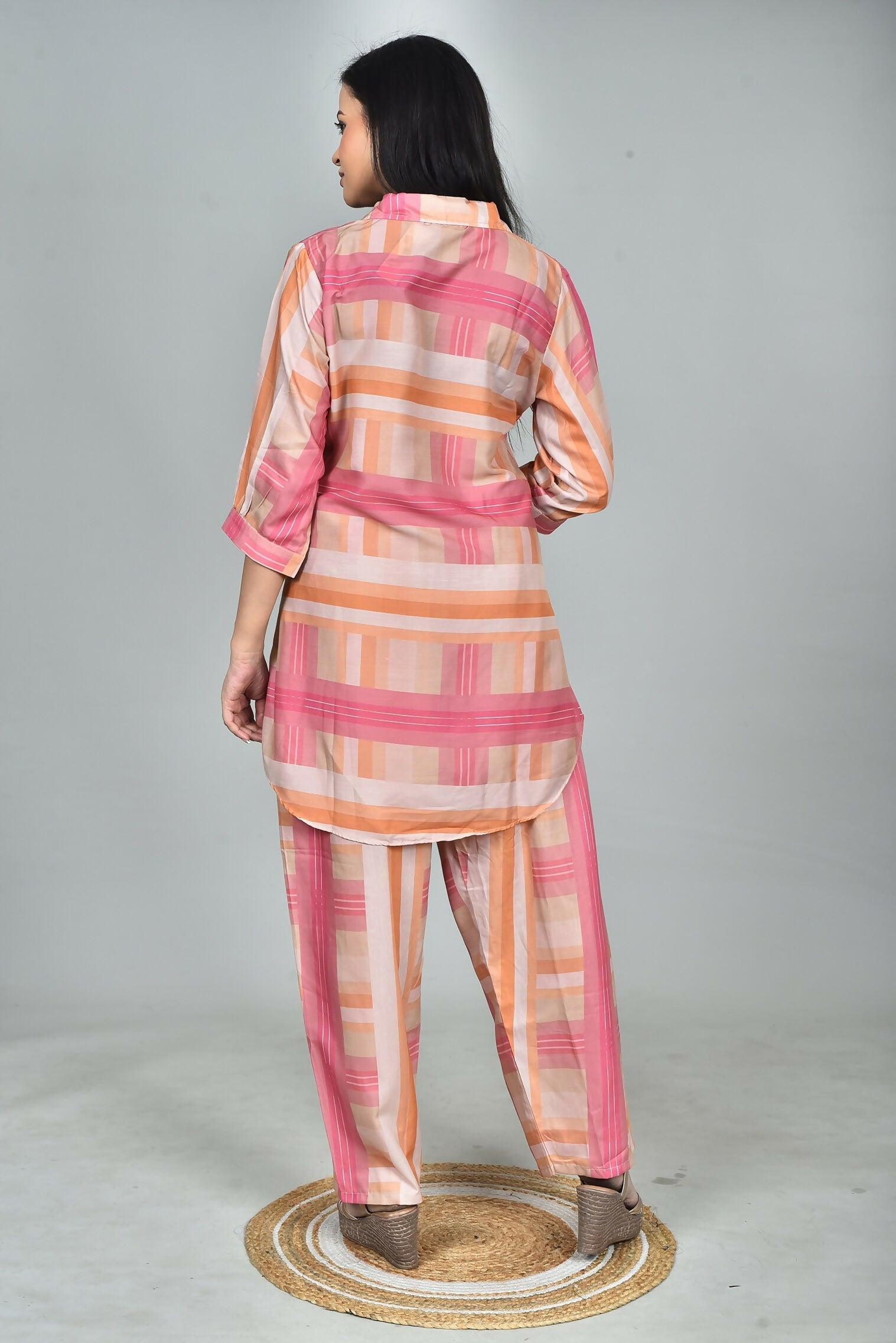 Morchari Digital Print Semi Muslin Co-Ord Set Top & Trouser-Multicolor - Swadesiicart
