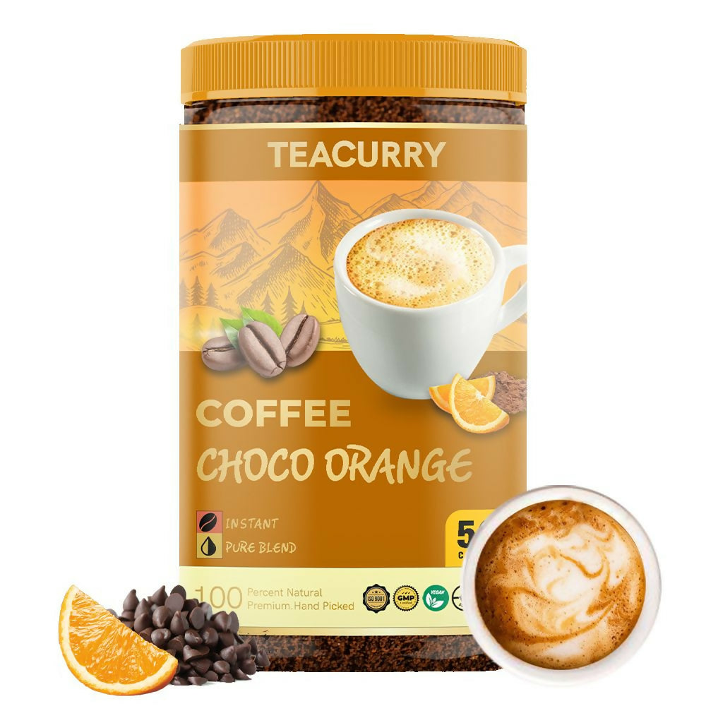 Teacurry Choco Orange Instant Coffee Powder - Arabica Freeze Dried Coffee for Instant Hot & Cold Coffee - Teacurry